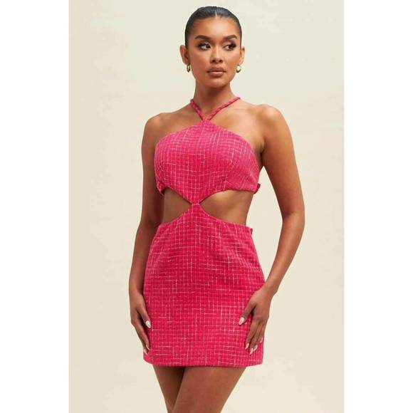 LUXXEL Dresses & Skirts - NEW LUXXEL bow cutout mini dress in fuchsia